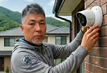 防犯カメラ機器を確認する技術者のイメージ写真